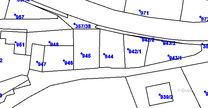 Parcela st. 944 v KÚ Zádveřice, Katastrální mapa