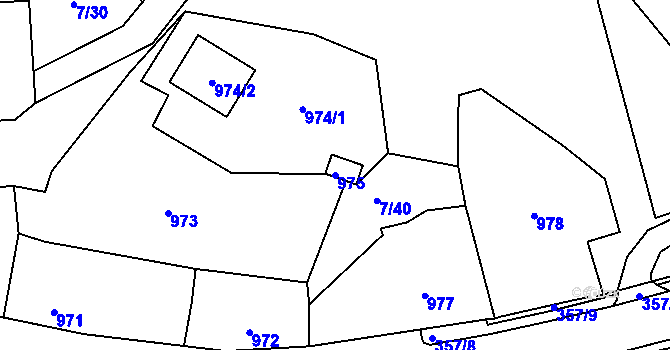Parcela st. 975 v KÚ Zádveřice, Katastrální mapa
