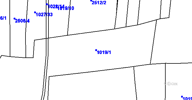 Parcela st. 1019/1 v KÚ Zádveřice, Katastrální mapa