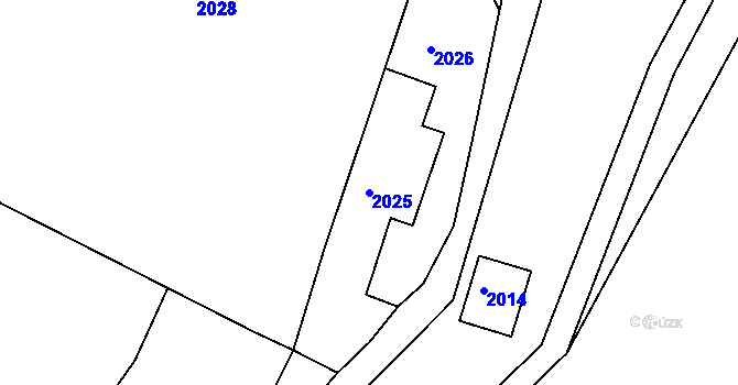 Parcela st. 2025 v KÚ Zádveřice, Katastrální mapa
