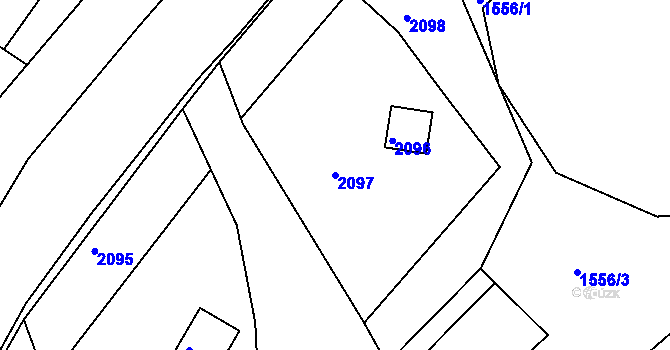 Parcela st. 2097 v KÚ Zádveřice, Katastrální mapa