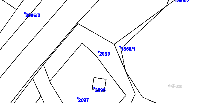Parcela st. 2098 v KÚ Zádveřice, Katastrální mapa