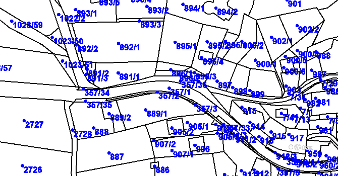 Parcela st. 357/1 v KÚ Zádveřice, Katastrální mapa