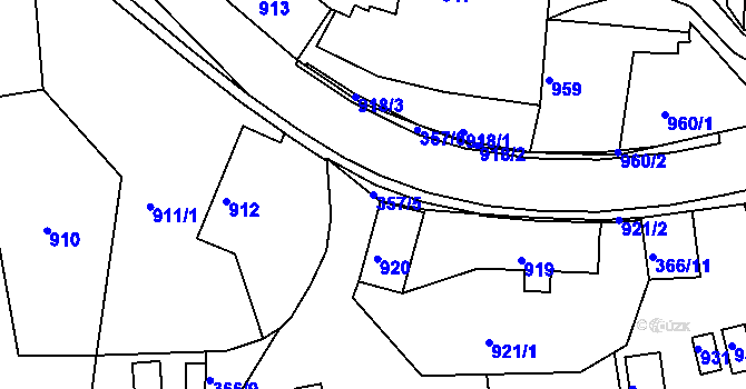 Parcela st. 357/5 v KÚ Zádveřice, Katastrální mapa