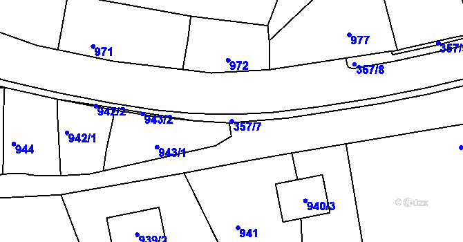 Parcela st. 357/7 v KÚ Zádveřice, Katastrální mapa