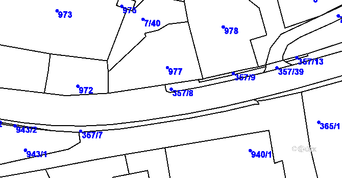 Parcela st. 357/8 v KÚ Zádveřice, Katastrální mapa