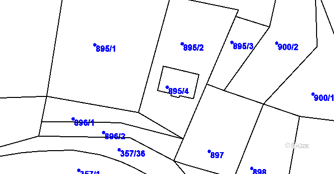 Parcela st. 895/4 v KÚ Zádveřice, Katastrální mapa