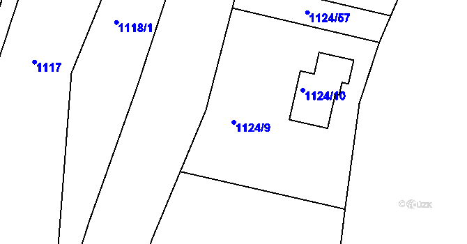 Parcela st. 1124/9 v KÚ Zádveřice, Katastrální mapa