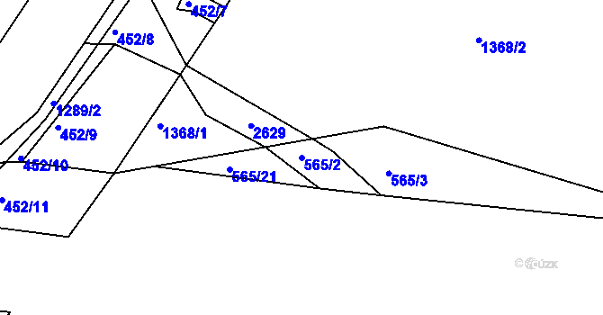 Parcela st. 565/2 v KÚ Zádveřice, Katastrální mapa