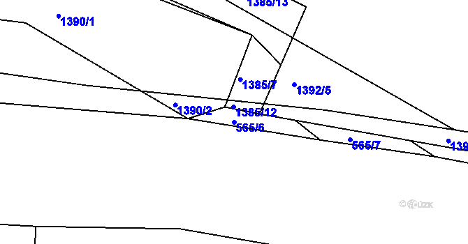 Parcela st. 565/6 v KÚ Zádveřice, Katastrální mapa