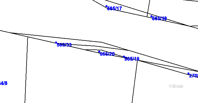 Parcela st. 565/20 v KÚ Zádveřice, Katastrální mapa