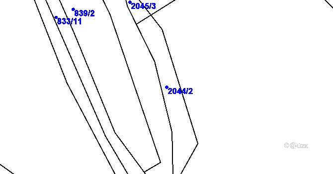 Parcela st. 2044/2 v KÚ Zádveřice, Katastrální mapa