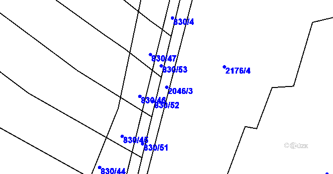 Parcela st. 2046/3 v KÚ Zádveřice, Katastrální mapa