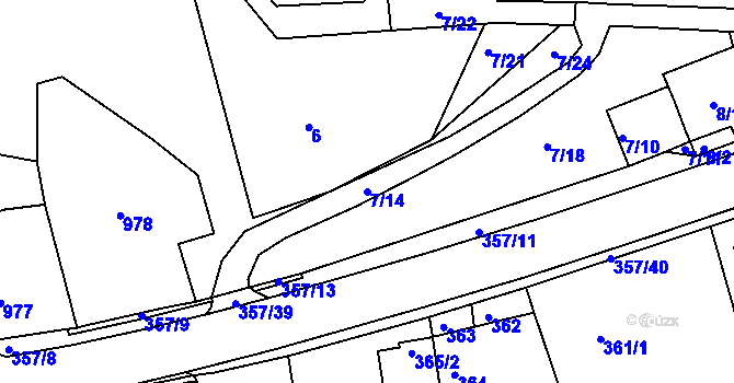 Parcela st. 7/14 v KÚ Zádveřice, Katastrální mapa
