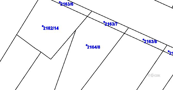 Parcela st. 2164/8 v KÚ Zádveřice, Katastrální mapa