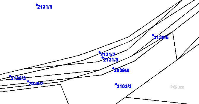 Parcela st. 2131/2 v KÚ Zádveřice, Katastrální mapa