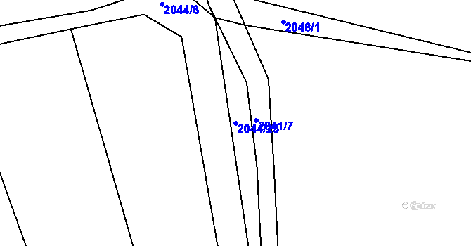 Parcela st. 2044/23 v KÚ Zádveřice, Katastrální mapa