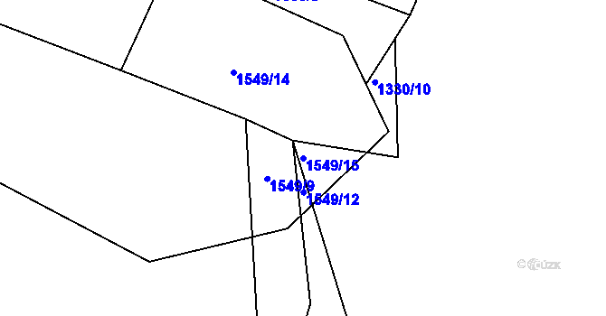 Parcela st. 1549/15 v KÚ Zádveřice, Katastrální mapa