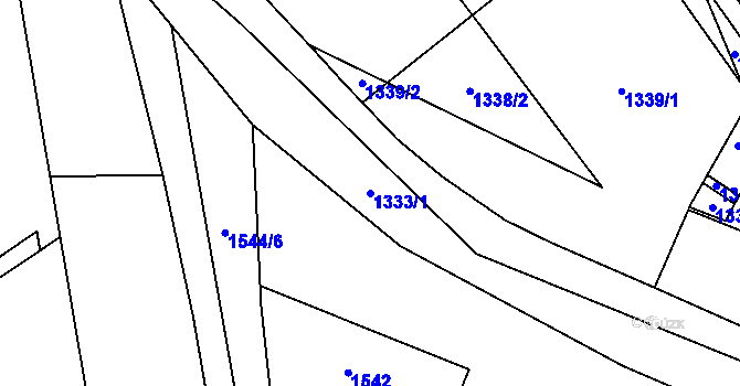 Parcela st. 1333/1 v KÚ Zádveřice, Katastrální mapa