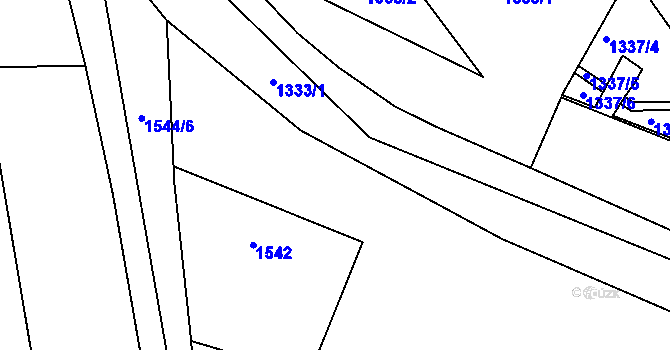 Parcela st. 1333/2 v KÚ Zádveřice, Katastrální mapa