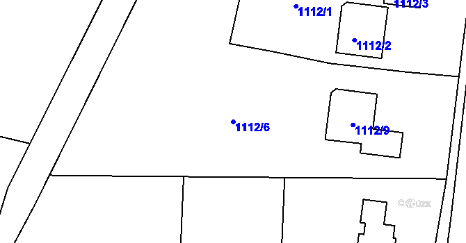 Parcela st. 1112/6 v KÚ Zádveřice, Katastrální mapa