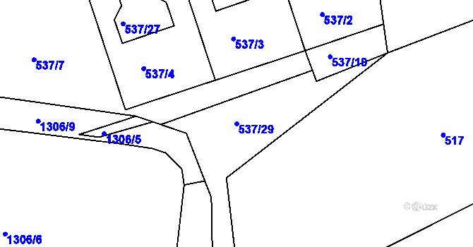 Parcela st. 537/29 v KÚ Zádveřice, Katastrální mapa