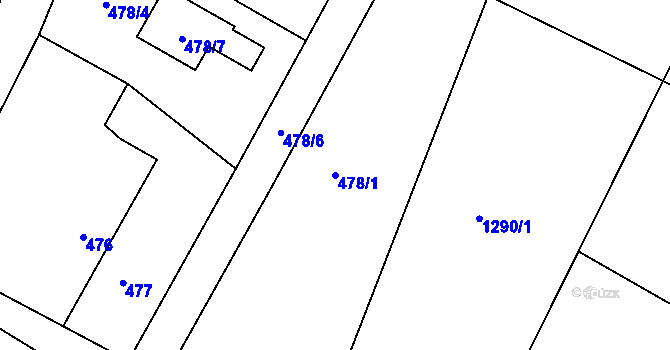 Parcela st. 478/1 v KÚ Zádveřice, Katastrální mapa