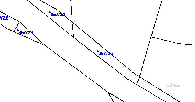 Parcela st. 357/25 v KÚ Zádveřice, Katastrální mapa