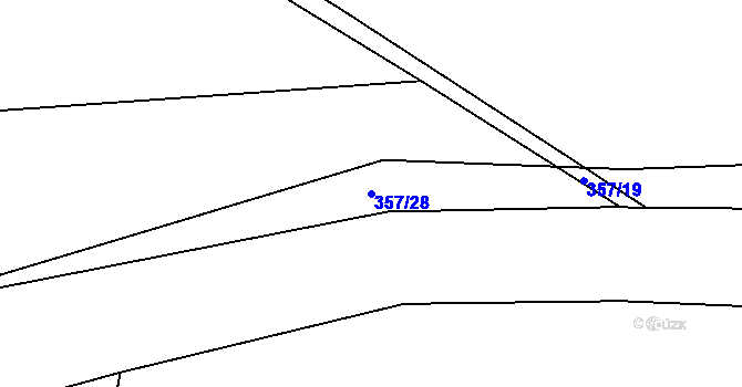 Parcela st. 357/28 v KÚ Zádveřice, Katastrální mapa
