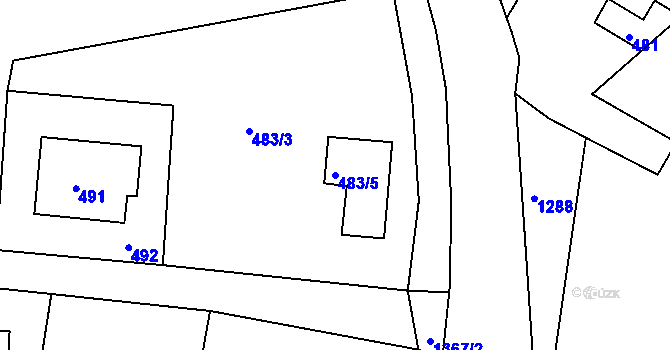 Parcela st. 483/5 v KÚ Zádveřice, Katastrální mapa
