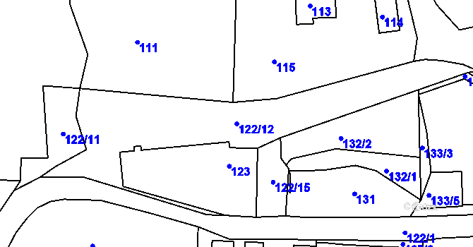 Parcela st. 122/12 v KÚ Zádveřice, Katastrální mapa