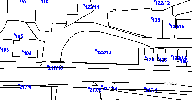 Parcela st. 122/13 v KÚ Zádveřice, Katastrální mapa