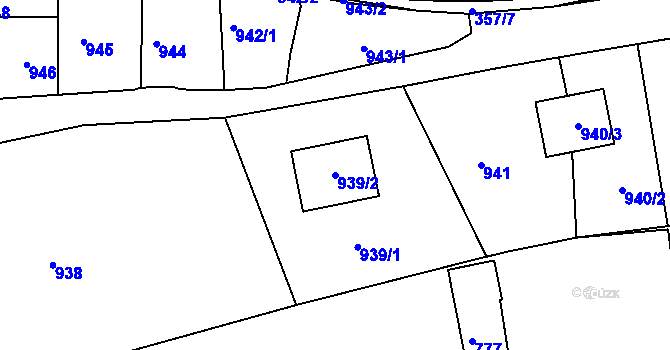 Parcela st. 939/2 v KÚ Zádveřice, Katastrální mapa