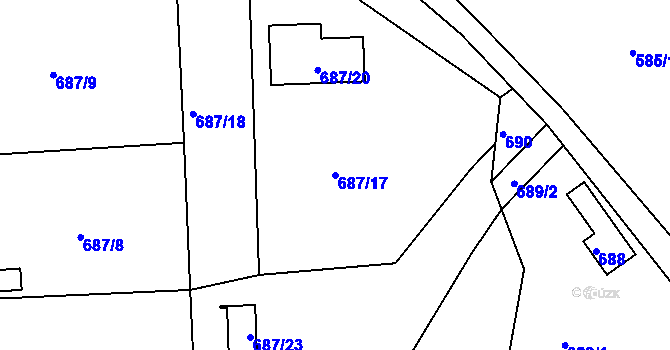 Parcela st. 687/17 v KÚ Zádveřice, Katastrální mapa