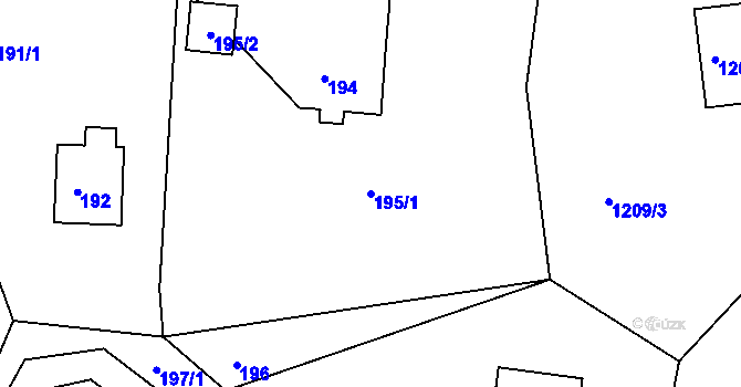 Parcela st. 195/1 v KÚ Zádveřice, Katastrální mapa