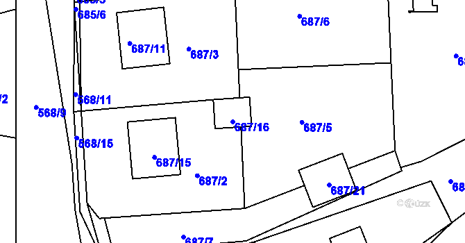 Parcela st. 687/16 v KÚ Zádveřice, Katastrální mapa