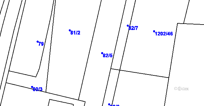 Parcela st. 82/5 v KÚ Zádveřice, Katastrální mapa