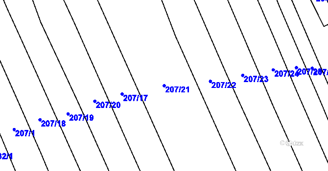 Parcela st. 207/21 v KÚ Zahájí u Hluboké nad Vltavou, Katastrální mapa