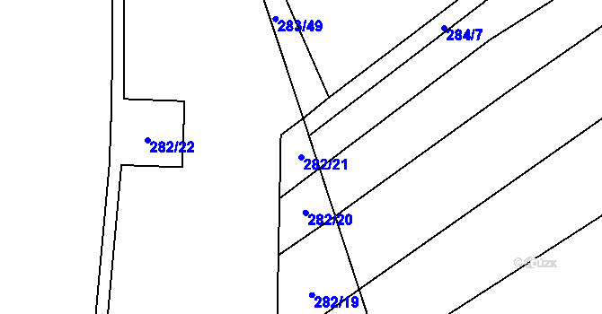 Parcela st. 282/21 v KÚ Zahájí u Hluboké nad Vltavou, Katastrální mapa