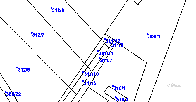 Parcela st. 311/11 v KÚ Zahájí u Hluboké nad Vltavou, Katastrální mapa