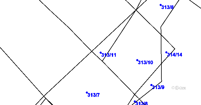 Parcela st. 313/11 v KÚ Zahájí u Hluboké nad Vltavou, Katastrální mapa