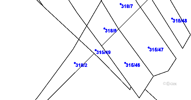 Parcela st. 315/49 v KÚ Zahájí u Hluboké nad Vltavou, Katastrální mapa