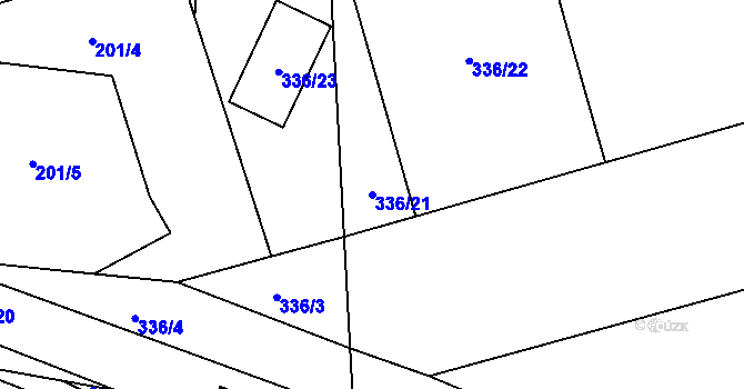 Parcela st. 336/21 v KÚ Zahájí u Hluboké nad Vltavou, Katastrální mapa