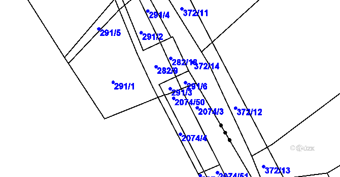 Parcela st. 291/3 v KÚ Zahájí u Hluboké nad Vltavou, Katastrální mapa