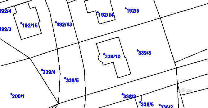 Parcela st. 339/10 v KÚ Zahájí u Hluboké nad Vltavou, Katastrální mapa