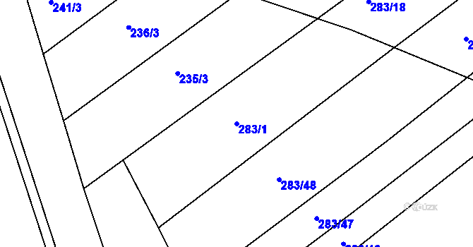 Parcela st. 283/1 v KÚ Zahájí u Hluboké nad Vltavou, Katastrální mapa
