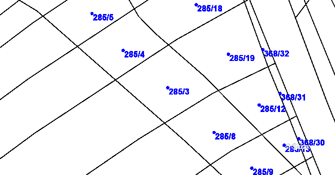 Parcela st. 285/3 v KÚ Zahájí u Hluboké nad Vltavou, Katastrální mapa