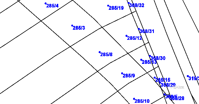 Parcela st. 285/8 v KÚ Zahájí u Hluboké nad Vltavou, Katastrální mapa