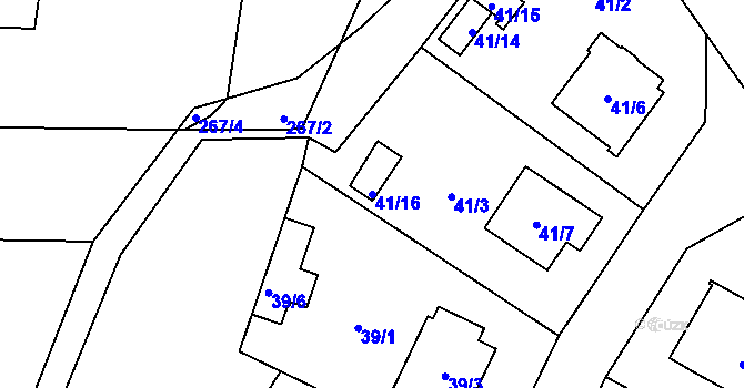 Parcela st. 41/16 v KÚ Zahájí u Hluboké nad Vltavou, Katastrální mapa