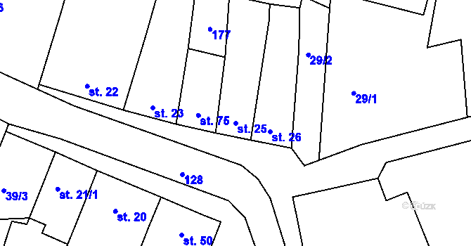 Parcela st. 25 v KÚ Chrášťany u Hulína, Katastrální mapa